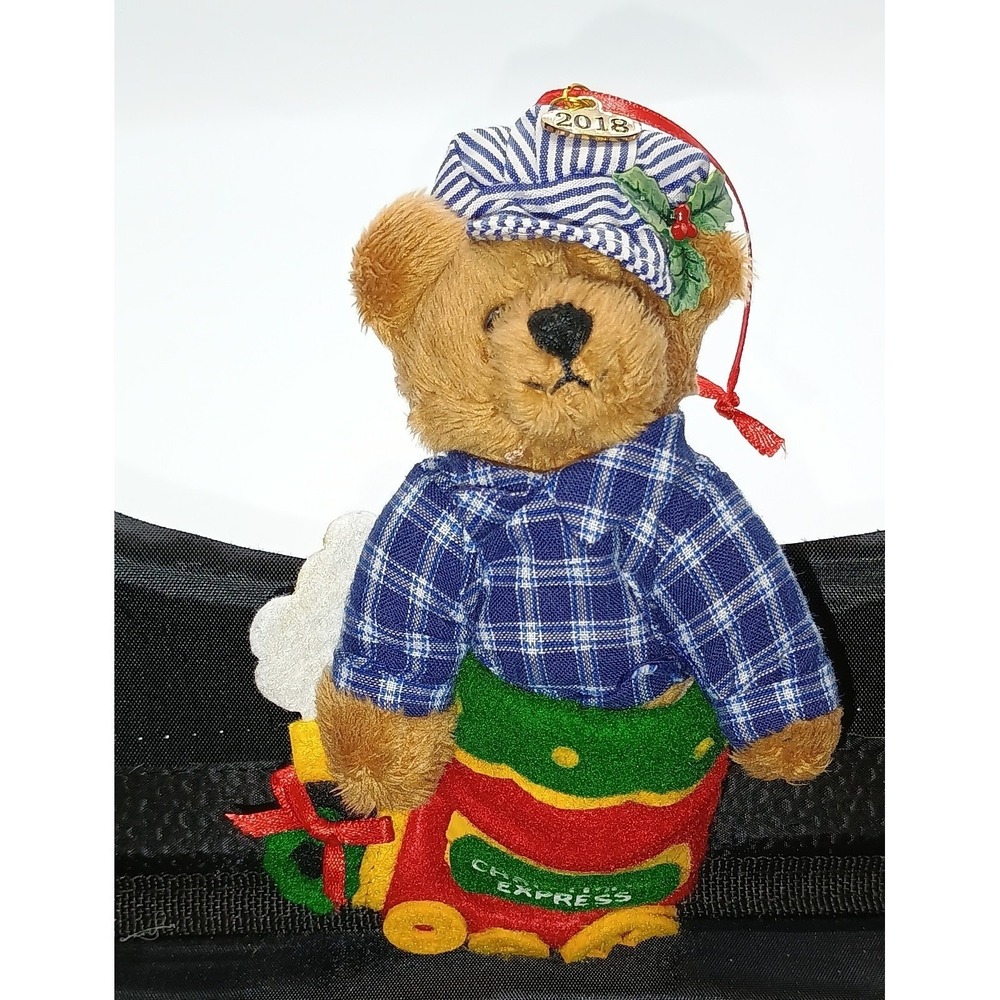 5" 2018 The Danbury Mint CHRISTMAS EXPRESS Plush Bear Ornament 8